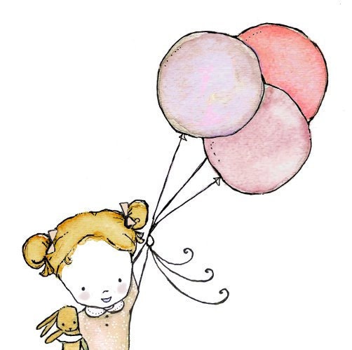 Nursery Art Print Lacy Flygirl in Strawberry and Cocoa brunette 5x7