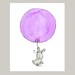 Bunny Balloon in Lavender 8X10 Nursery Art Print for childrens room, baby