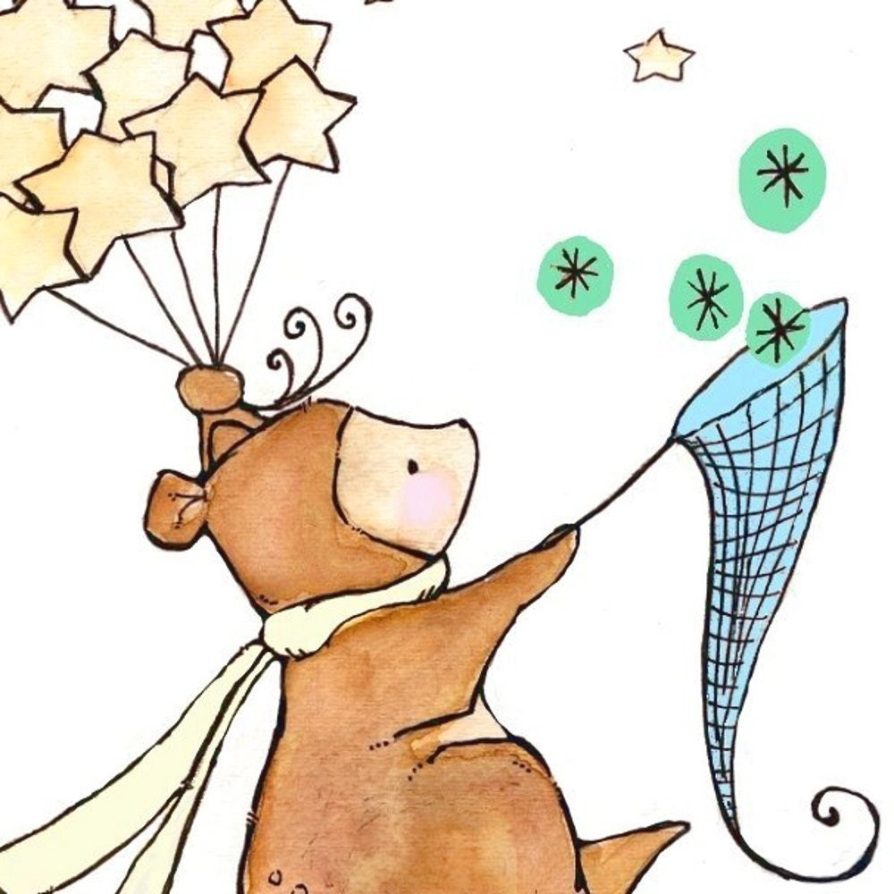 Children's Art Print Truffle Catch A Moonbeam 5x7