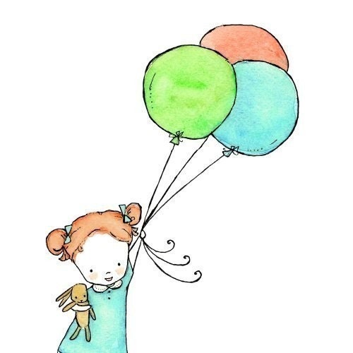 Pretty Flygirl Redhead -- 8X10 Archival Print -- Children's Art