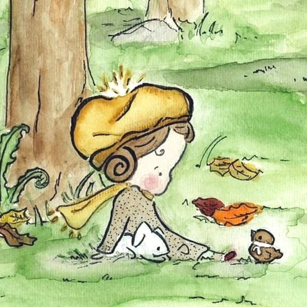Children's Art -- Golden Afternoon  13x19 -- Art Print