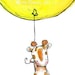 SOARING a baby giraffe and a yellow balloon 8x10 Nursery Art Print
