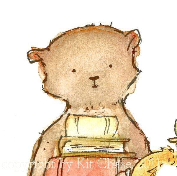 The Bookish Sort autumn days brunette girl  8x10 Nursery Art Print for Baby and Children by trafalgarssquare