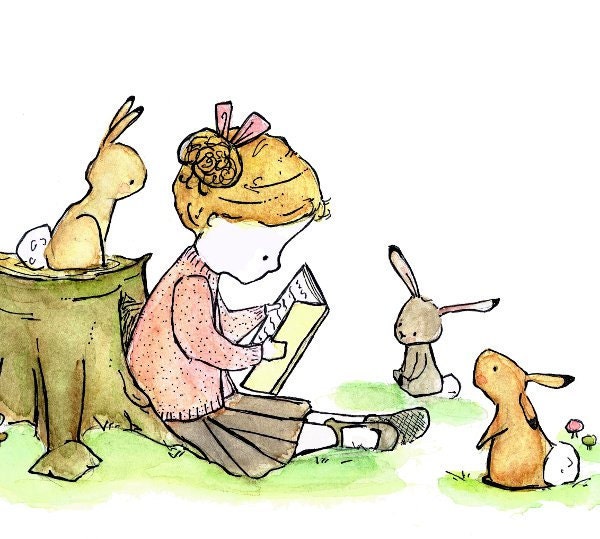 Children's Art  -- Story Girl (D) 8x10 -- Art Print