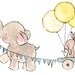 baby elephant and bunny decor---  JOYRIDE sunishine-- 8x10 Archival Art Print