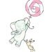 Baby Art -- Come Fly With Us Pink balloon on white -- 8X10 -- Art Print -- elephant and bunny