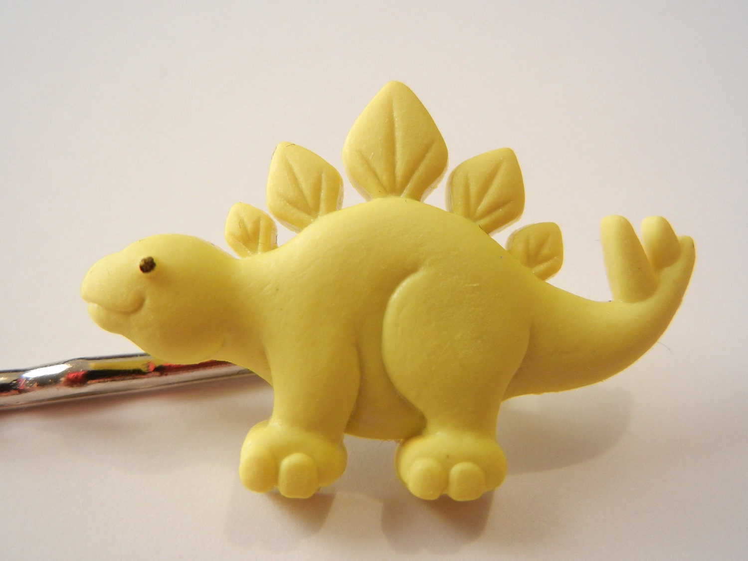 Hair Bobby Pin, Dinosaur Hair Accessory, Paleontology Bobby Pin, Big Yellow Stegosaurus - Vinnie