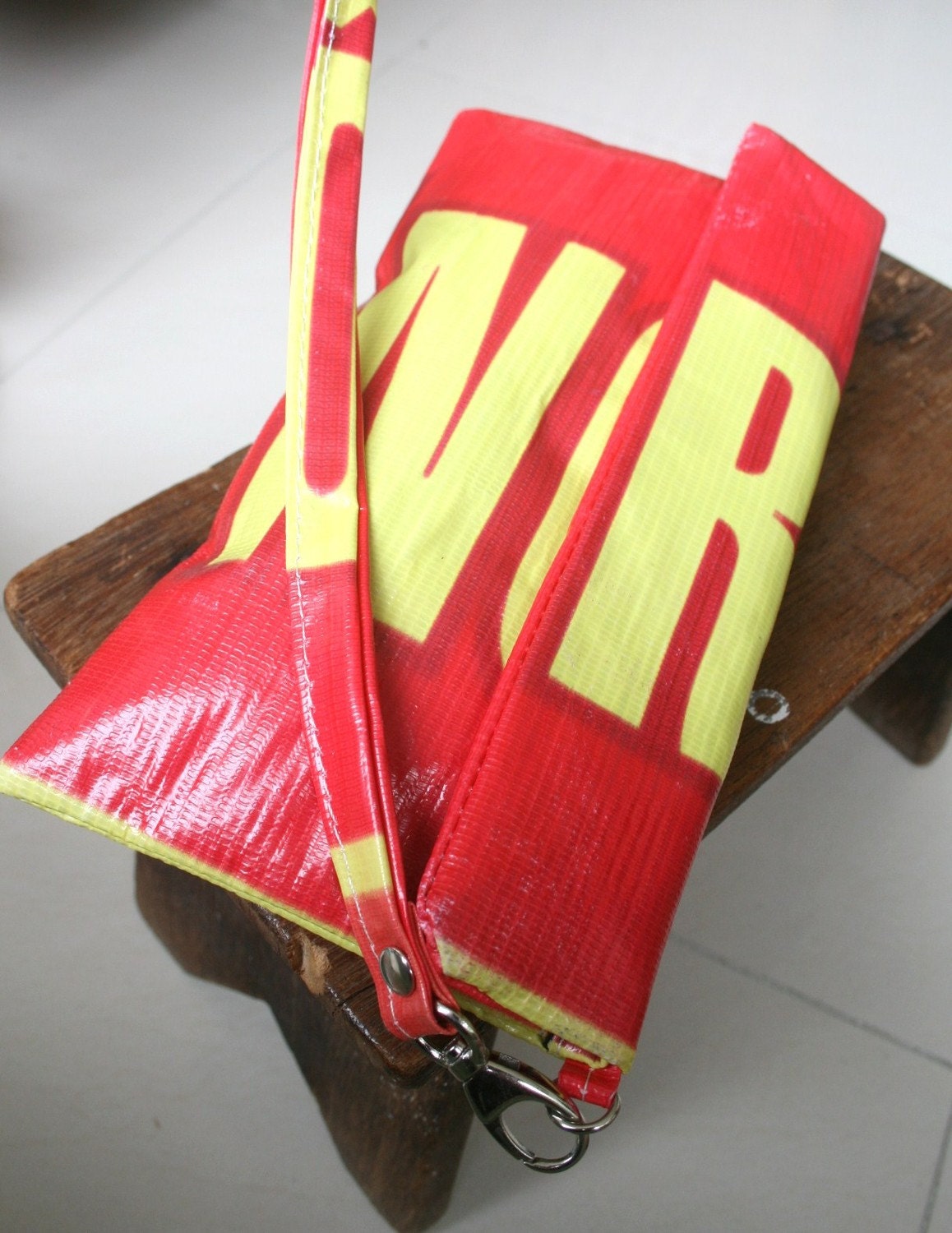 Recycled vinyl billboard - Clutch / Wristlet