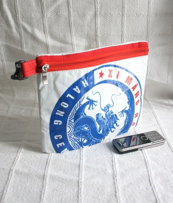 Upcycled Vinyl Banner - Gadget / Accessory / Cosmetic - Waterproof Pouch