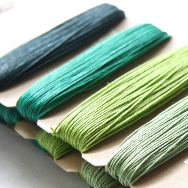 1 Package of Shades of Emerald Hemp -  4 colors of  41.9 feet -  0.5mm -10lb (101011)