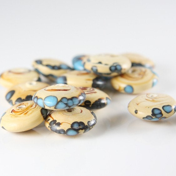 4pcs Limited Edition Lampwork Glass Beads-Saucer 19.5x9mm