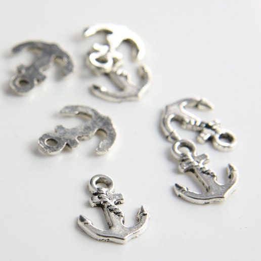 30pcs Oxidized Silver Tone Base Metal Charms-Anchor 17x14mm (972Y-C-181)