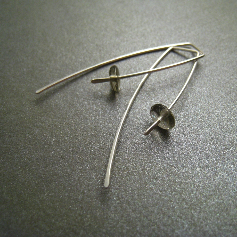 Sterling Silver Earrings - Grey Glass Disc Beads - Simple Modern Minimal Beaded Earrings - ModernChromatic