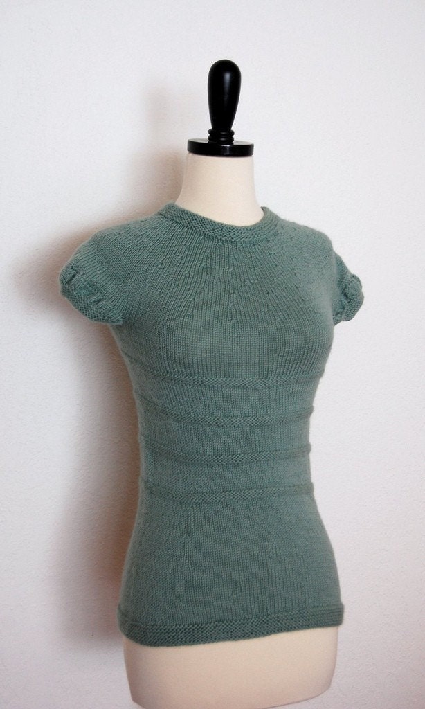 PDF Knitting Pattern / Hollywood and Vine Yoked Short Sleeve Sweater