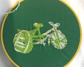 Green Floral Bike Free Motion Embroidery in 7 inch Hoop