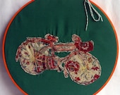 Patchy Print Bike Free Motion Embroidery in 8 inch Hoop
