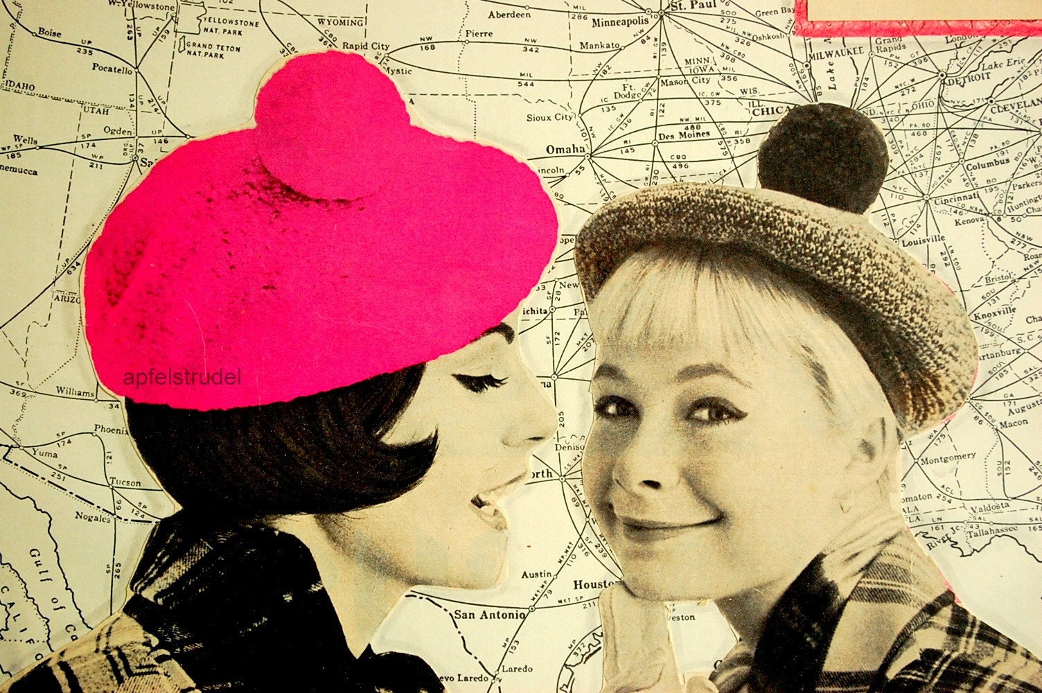 ARTWORK. A Little Bit of MapArt. Best Friends Across the Miles. 100 Percent Recycled Art.