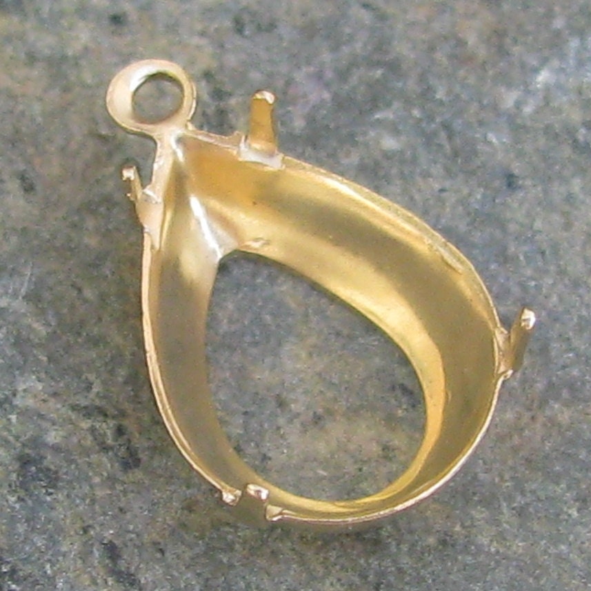 Pear Brass Prong Setting 14x10 with 1 Ring 1326 - 12 Pieces