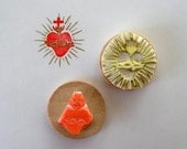 Sacred heart / two colors / handcarved rubber stamp