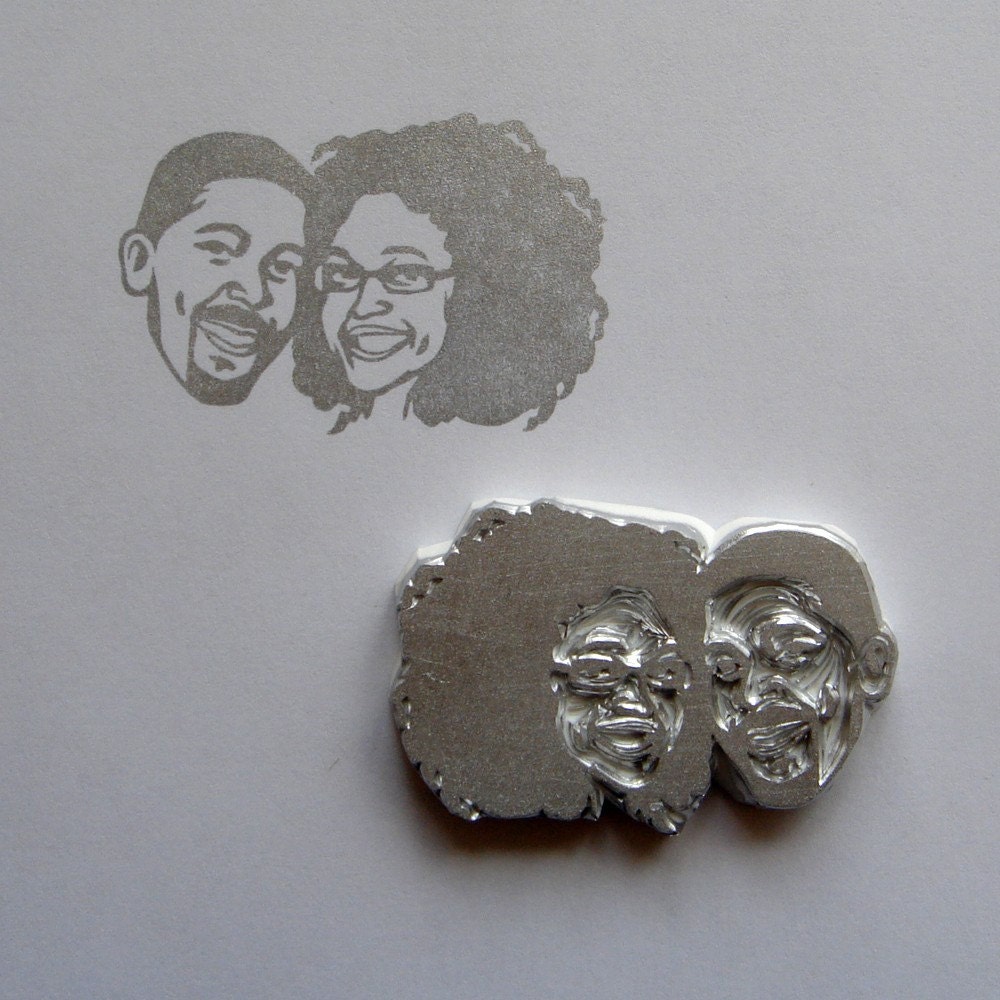 Custom / double face / handcarved rubber stamp