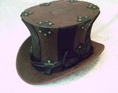 SALE - The DUKE Custom Brown and Black Stripy Top Hat