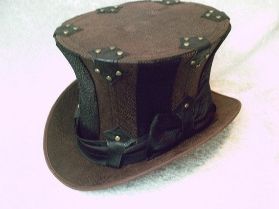 SALE - The DUKE Custom Brown and Black Stripy Top Hat