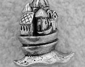 Green Girl Studios Snail Castle Pewter Pendant