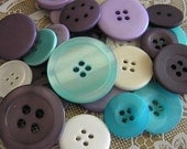 25 Winter Chill Medium to Large sized Button Mix Buttons Turquoise Purple White