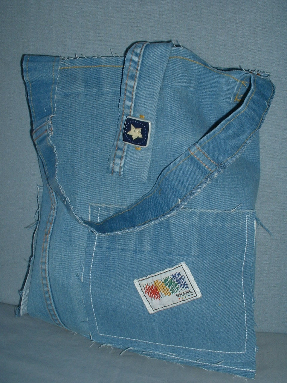Tattered Jeans Bag, Vintage Blue Jeans, Recycled, Upcycled, Eco-Friendly, Urban Farm Girl, Mori Girl,