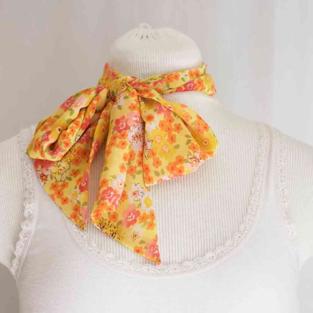 yellow floral print poly scarf