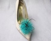Tiffany Blue Aquamarine Feathered Shoe Clips  More Colors Available