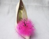 Persian Rose Magenta Feathered Shoe Clips  More Colors Available
