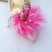 Hot Pink feathered  Shoe Clips With Curly Peacock feathers And White Stamens
