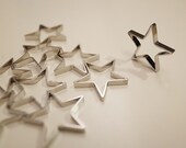 6 pieces of vintage old stock cut raw brass tube outline charm in star geometric shape deco with new plating in silver steel  tone 18mm