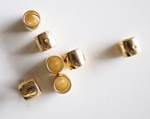 12 pieces of  newly plated vintage raw brass tube bead in hollow cylinder  barrel shape 6x7mm with holes through in gold tone