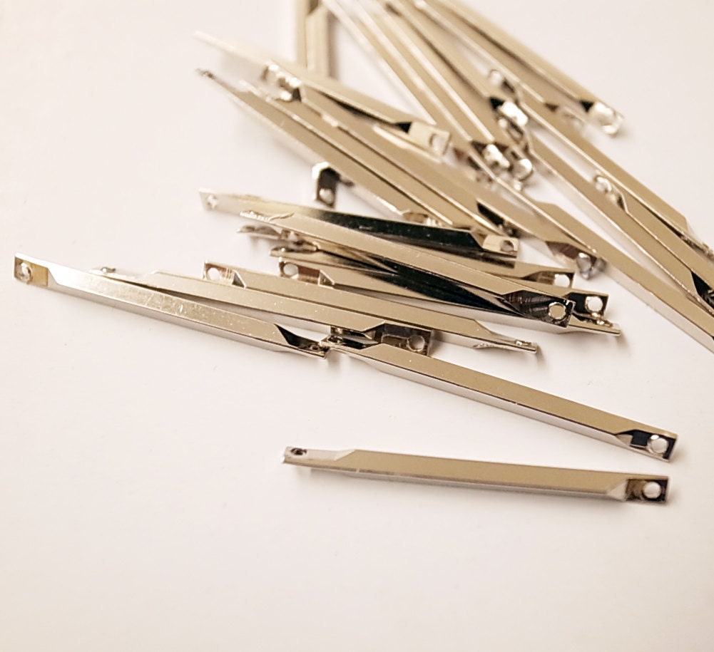 30 pieces of vintage raw brass connector bar link 25 mm long make your own chain in steel color