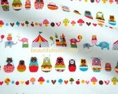 Animal Matryoshka and Circus Print  white one meter