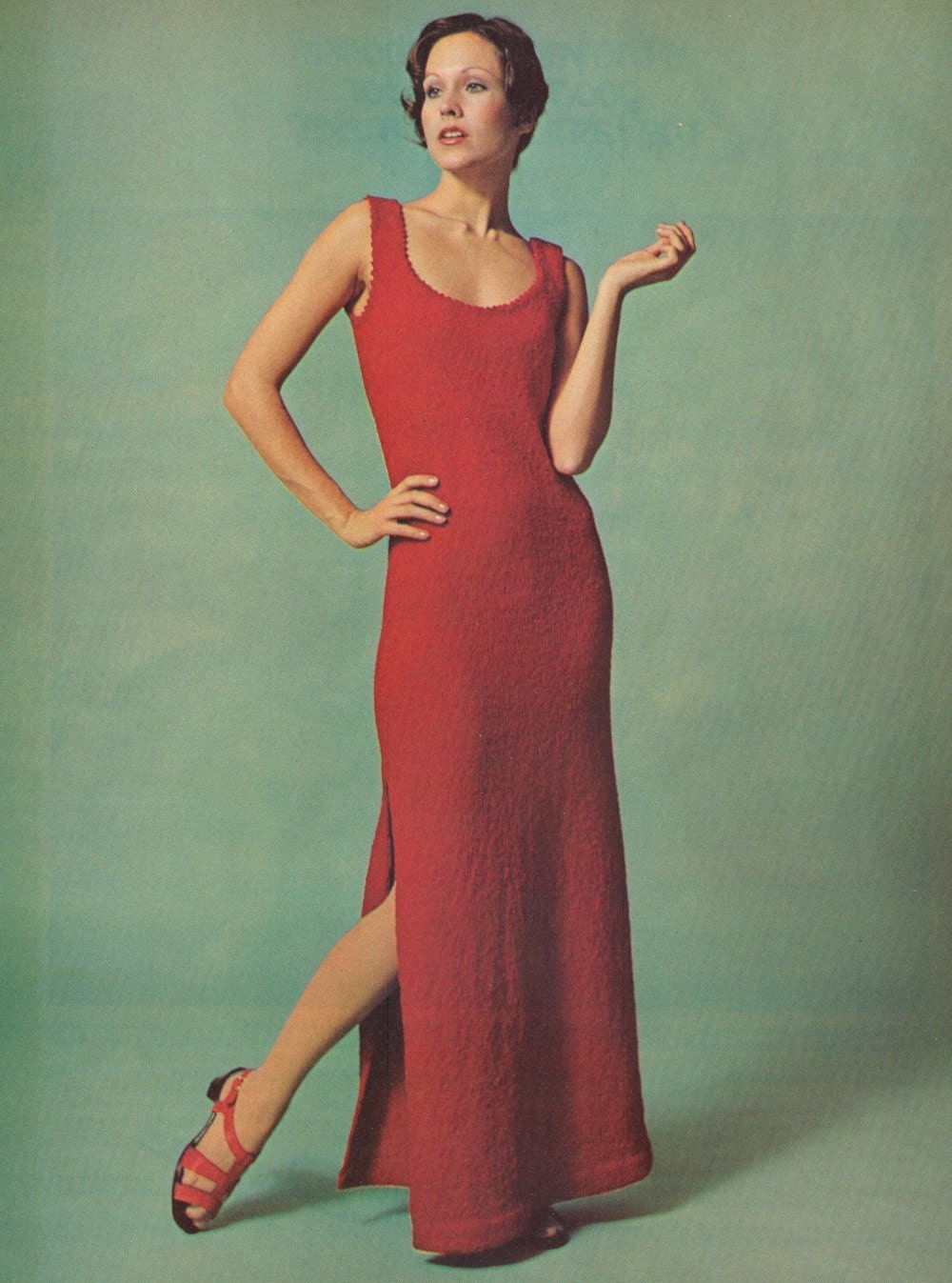 1970s Simply Sensational Maxi Dress Knitting Pattern PDF 7210