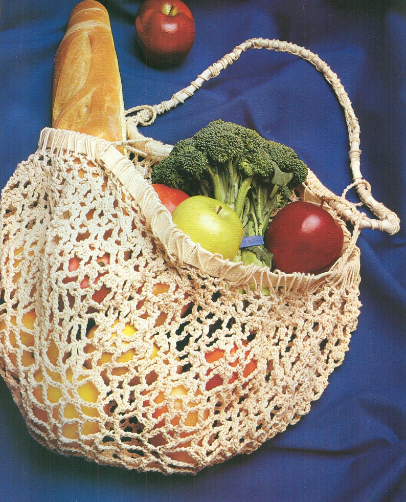 GO GREEN Vintage 1980s Crochet Go Green Tote Bag Pattern PDF 8401
