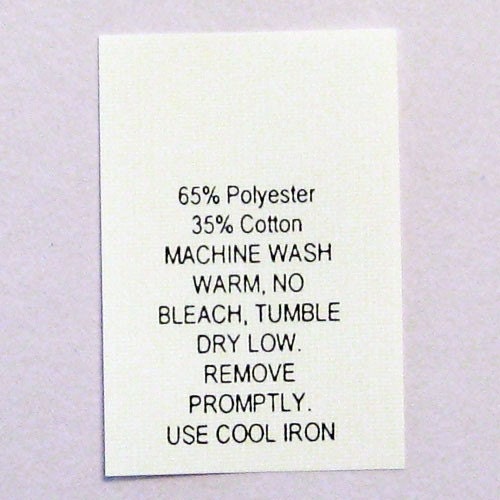 Care labels poly cotton blend (qty 1,000 ) number 12
