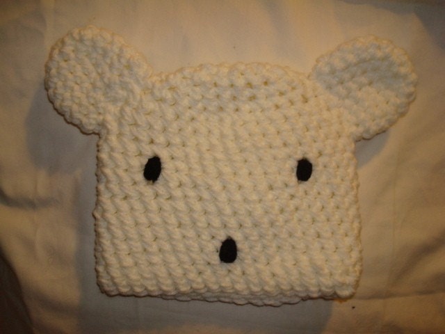 beary cute crochet toddler bear hat white