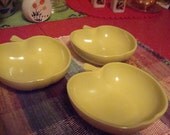 set of 3 vintage Hazel Atlas apple bowls yellow