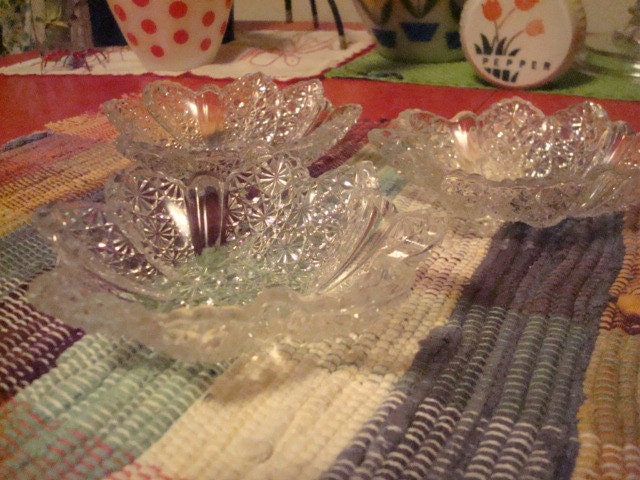 set of 3 antique berry bowls EAPG Ellrose late 1800s