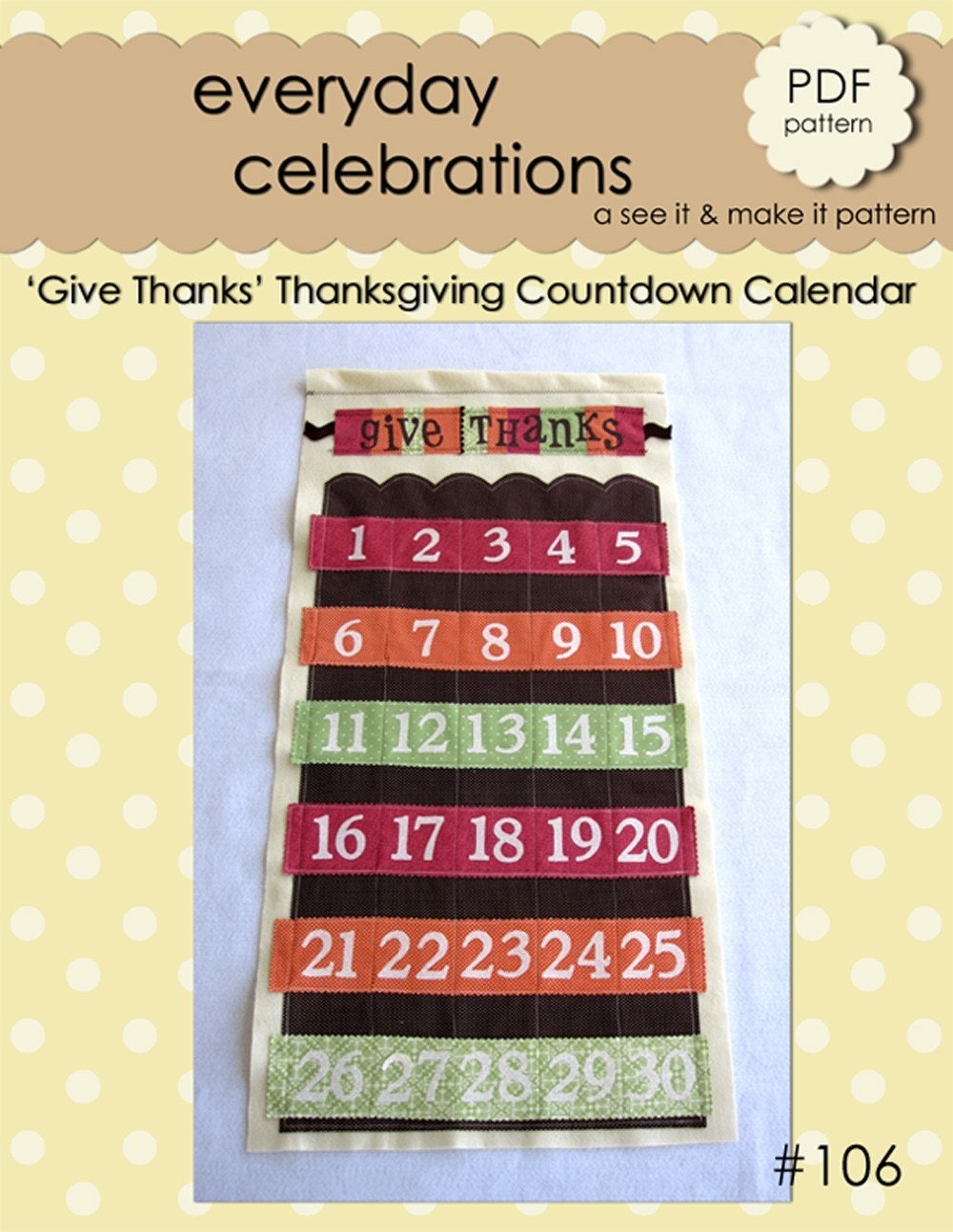 Thanksgiving Countdown Calendar - PDF Pattern