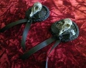 Sequinned Resin Cast Bird Skull Pasties