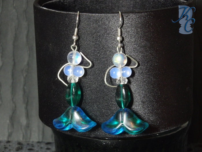 Mermaid Earrings - Silver & Teal