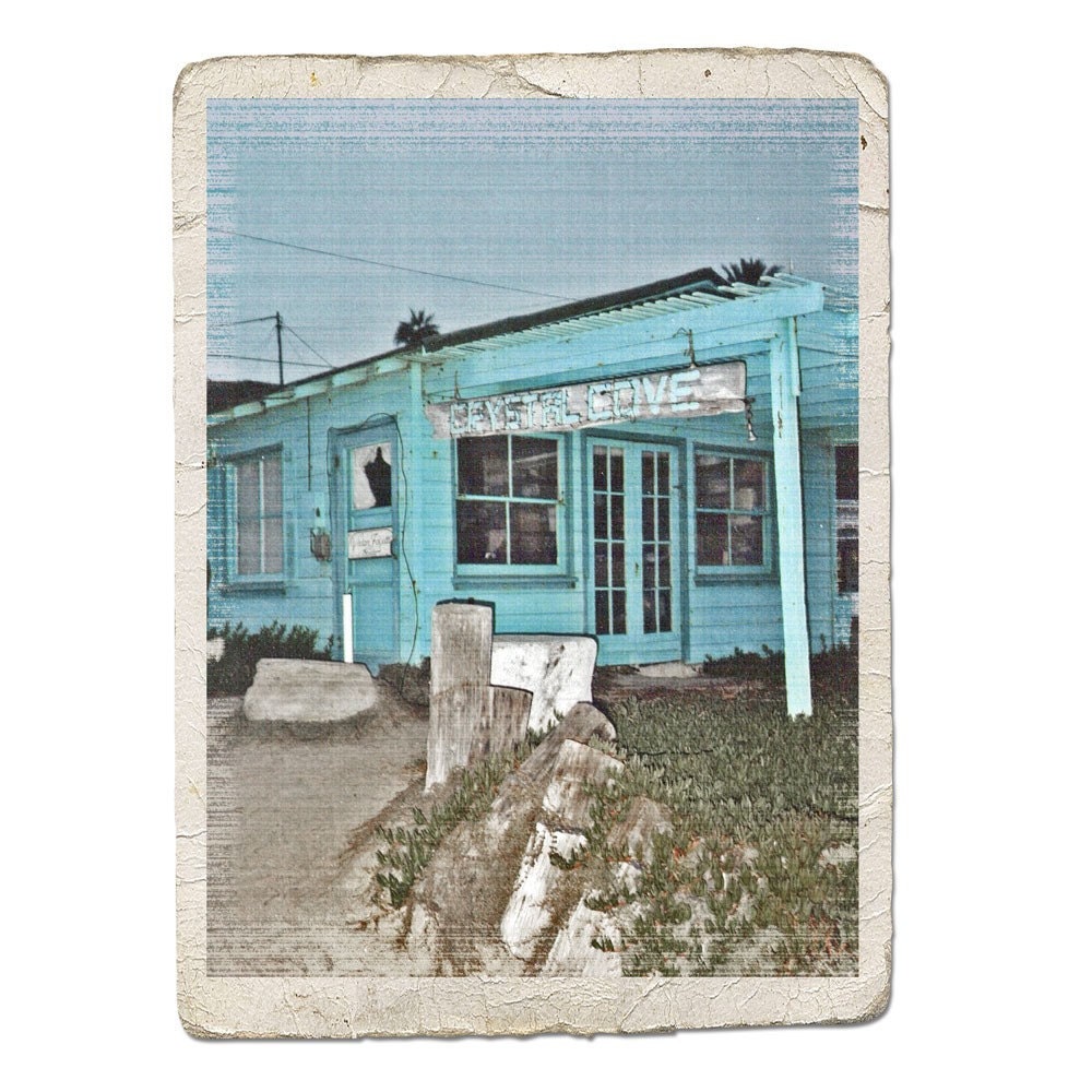 Crystal Cove Fine Art Retro Photograph -California Beach House Decor Blue Travel Summer Vacation