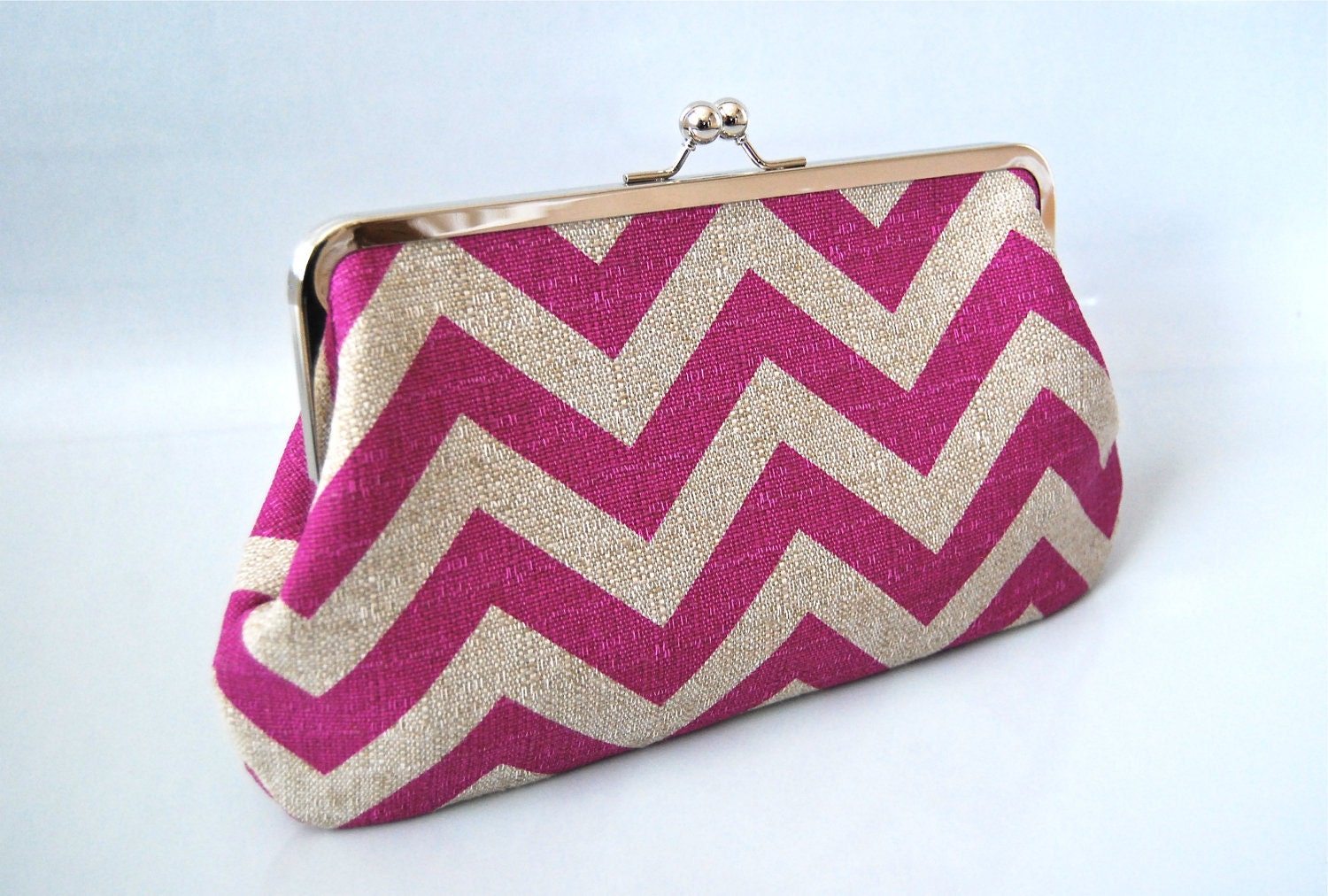 Beautiful Large Clutch... Chevron Zig Zag Raspberry