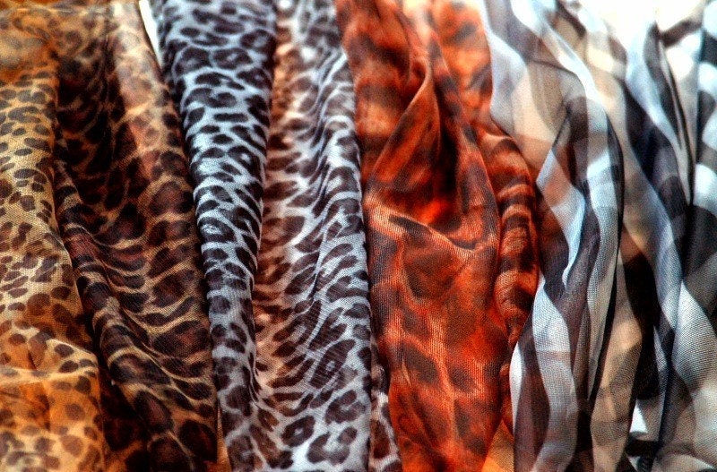 Animal Print Nylon Chiffon Fabric Yardage -  2 yards - Zebra or Cheetah -