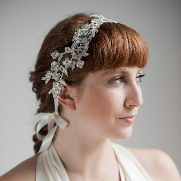 Silver Fleur Bridal Headband